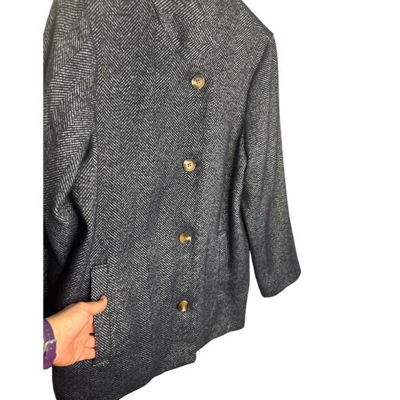 Old Navy Soft Brushed Herringbone Wool Blend Jacket Size Large Navy Gray *FLAW* - Picture 5 of 13